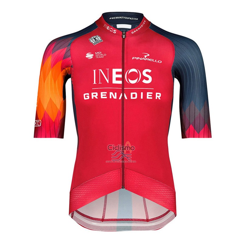 Ineos Grenadiers Ropa Ciclismo Culotte Corto 2023 Mangas Cortas Rojo